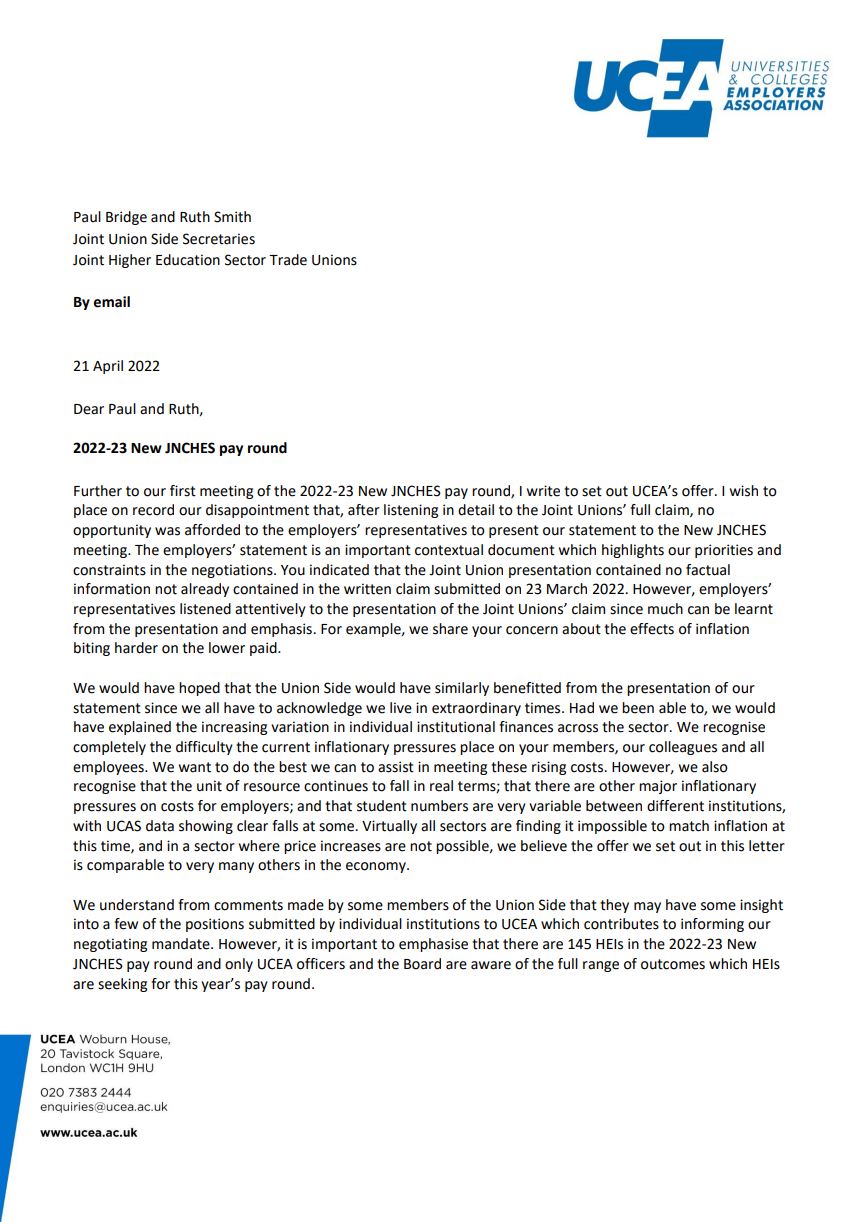 UCEA Letter